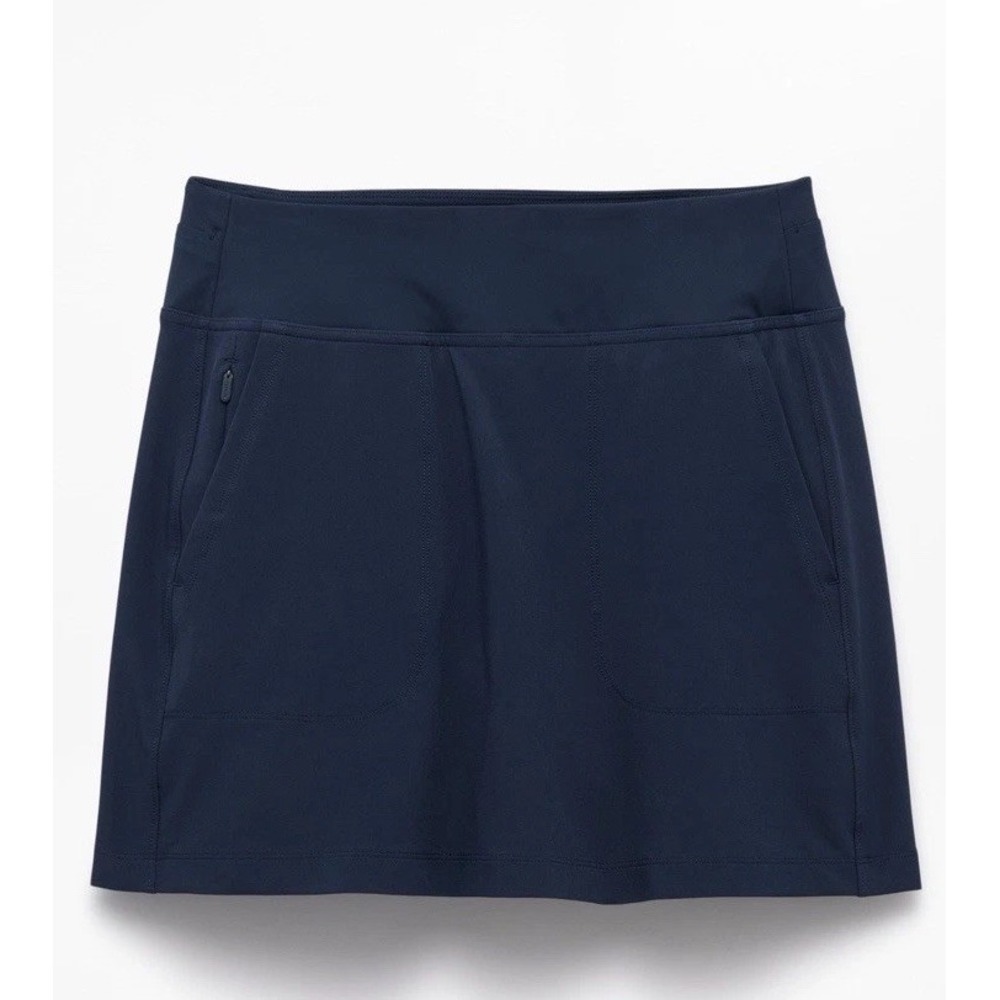 EUC Athleta Tee time high rise skort 17" Inseam Tall Pockets NAVY BLUE 14 Golf